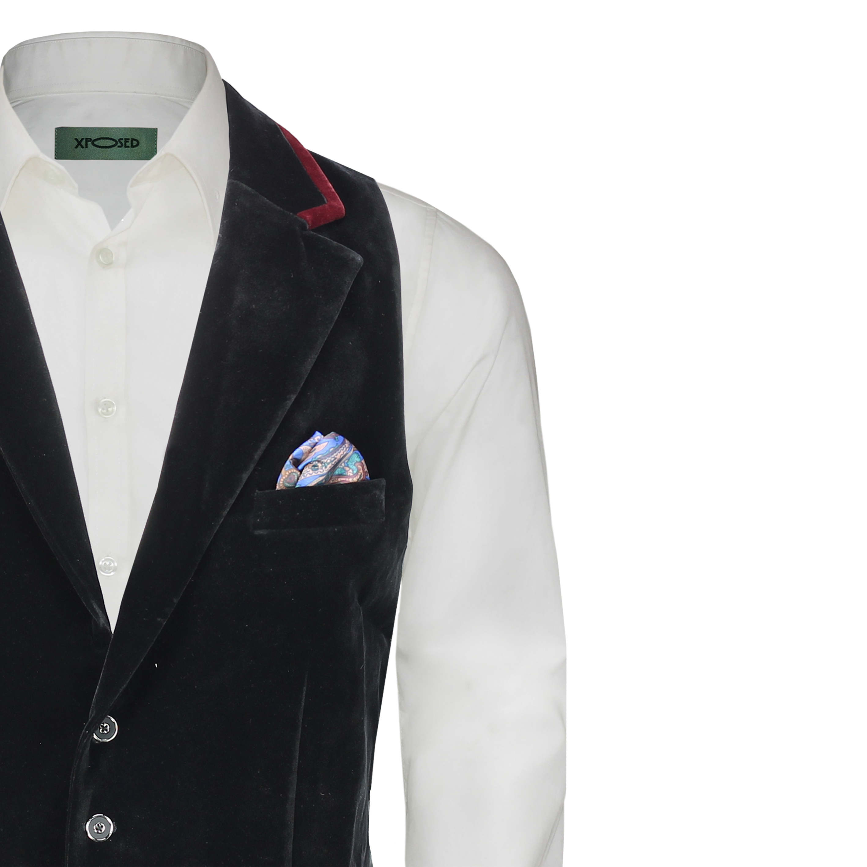 Mens Designer Vintage Velvet Waistcoat Retro Smart Casual Vest Contrast Collars